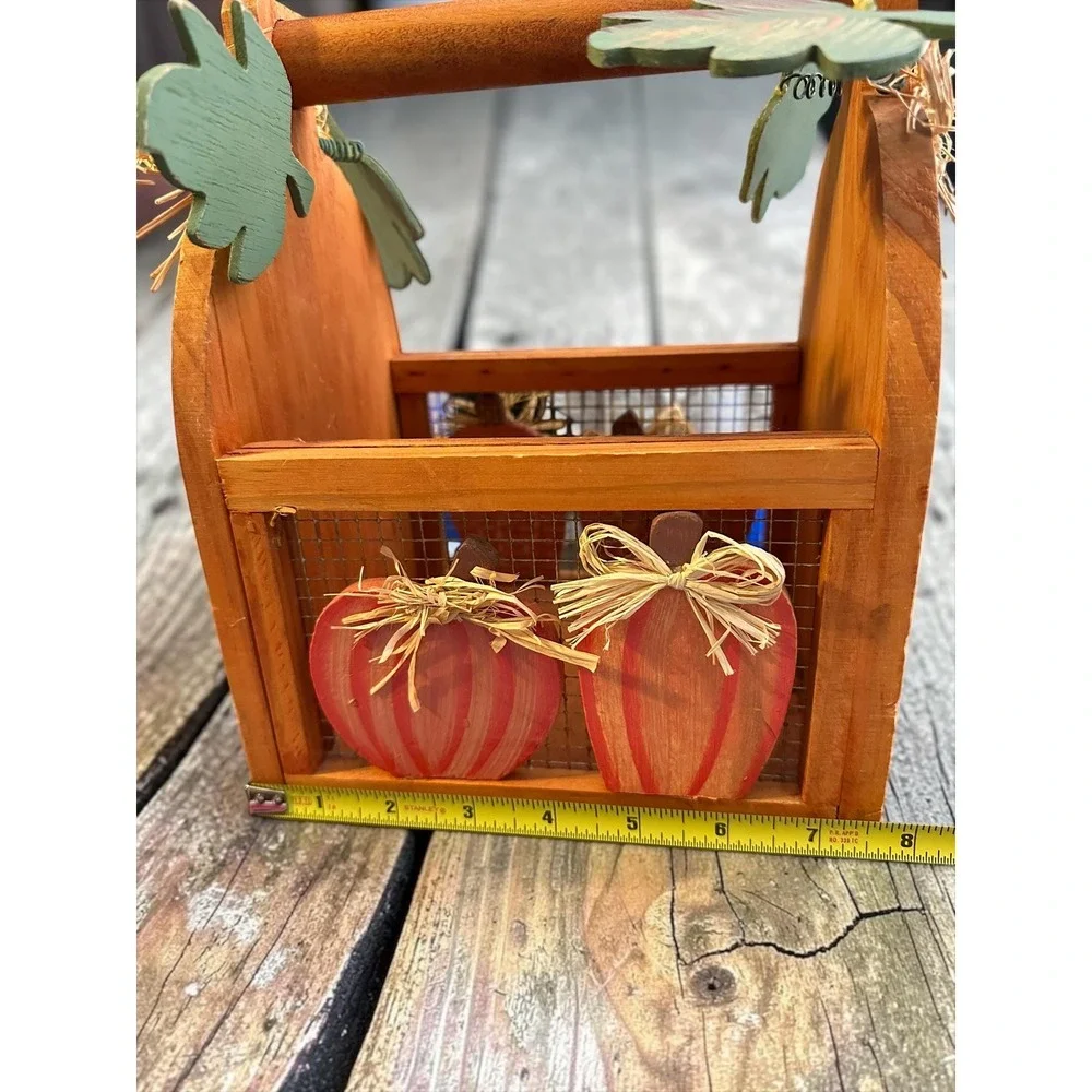 Wooden wire pumpkin fall basket